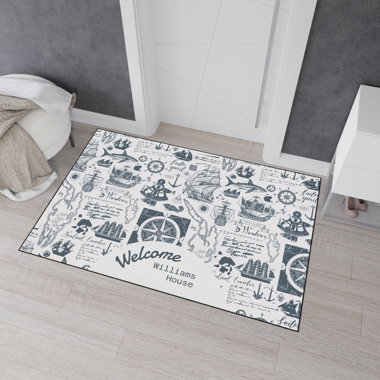 Nautical Heavy Duty Floor Rug, Durable Indoor Outdoor Rug