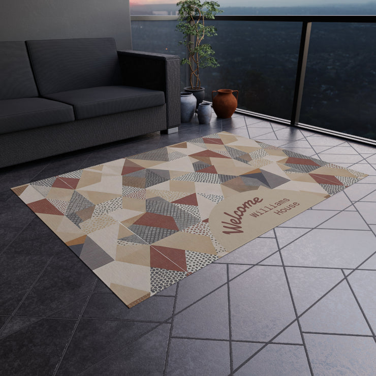 Geometric Welcome Outdoor Rug, Indoor Outdoor Doormat