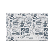 Nautical Heavy Duty Floor Rug, Durable Indoor Outdoor Rug