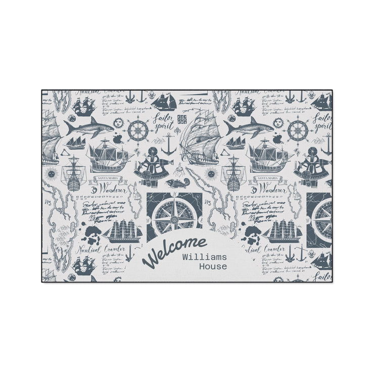 Nautical Heavy Duty Floor Rug, Durable Indoor Outdoor Rug